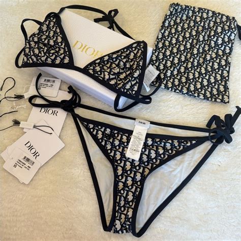 Dior Bikini Set Blue Dior Oblique Technical Fabric